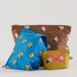 Baggu Painted Daisy Go Pouch Set of 2!